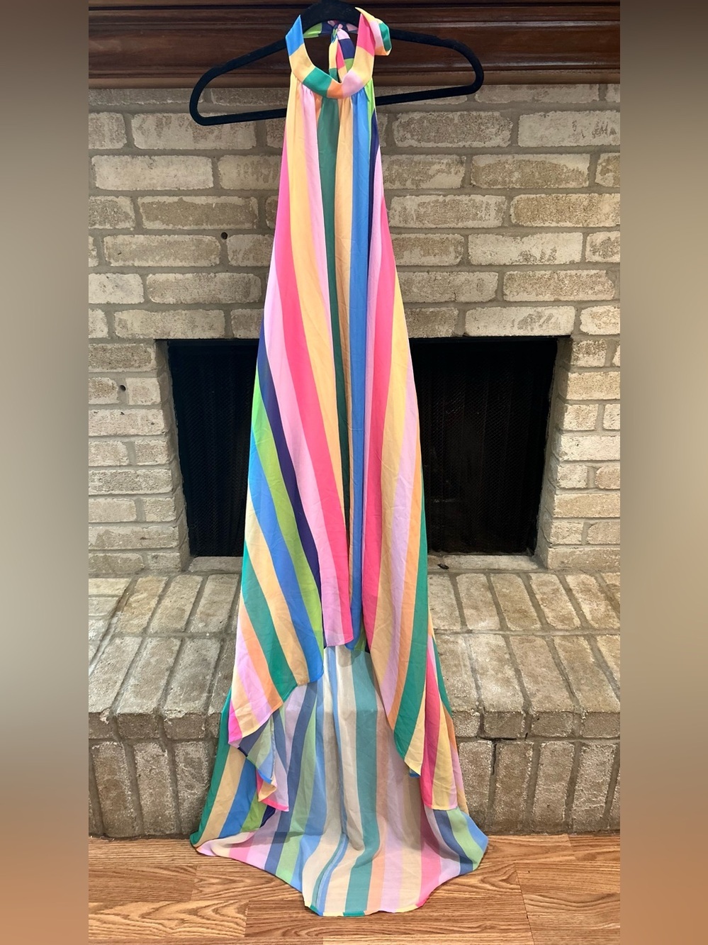Backless Multicolor Striped Maxi Dress — Vibrant Summer Style EUC